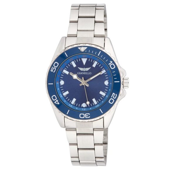 #9 NIB Gianello Aquatic Voyager 40 Strap Watch Silver Tone - Picture 1 of 3